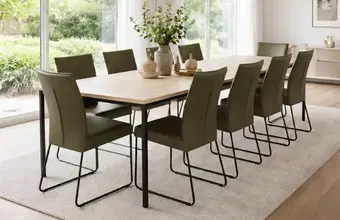 Set van 10 leren eetkamerstoelen