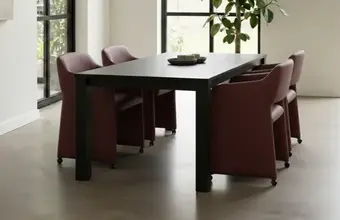 Set van 4 leren eetkamerstoelen