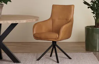 Leren Eetkamerstoelen Cognac