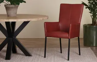 Set van 6 leren eetkamerstoelen