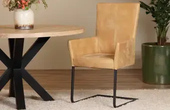Set van 10 leren eetkamerstoelen