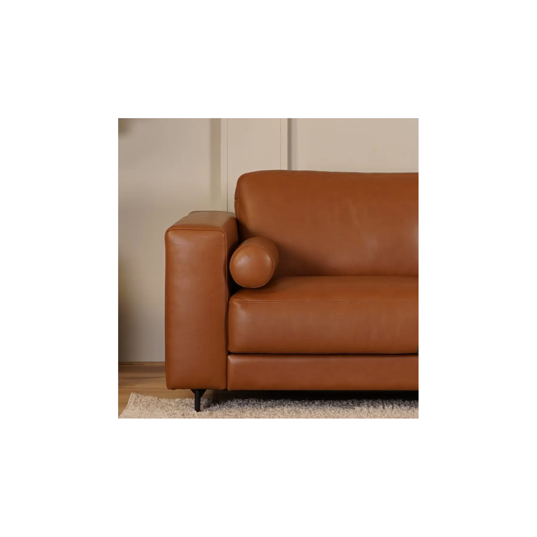 afbeelding van Leren rolkussen voor bank (zelfde kleur als bank)- ca. 52x16cm