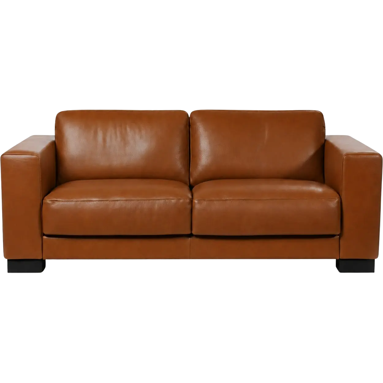 afbeelding van Leren bank Clear - 2,5 zits - Elegance Cognac (cognac) - Poten hout zwart