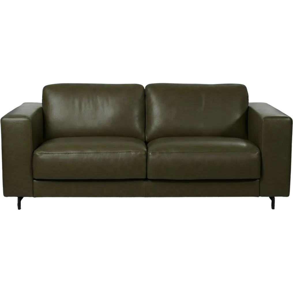afbeelding van Leren bank Clear - 2,5 zits - Elegance Green (donkergroen) - Poten staal zwart