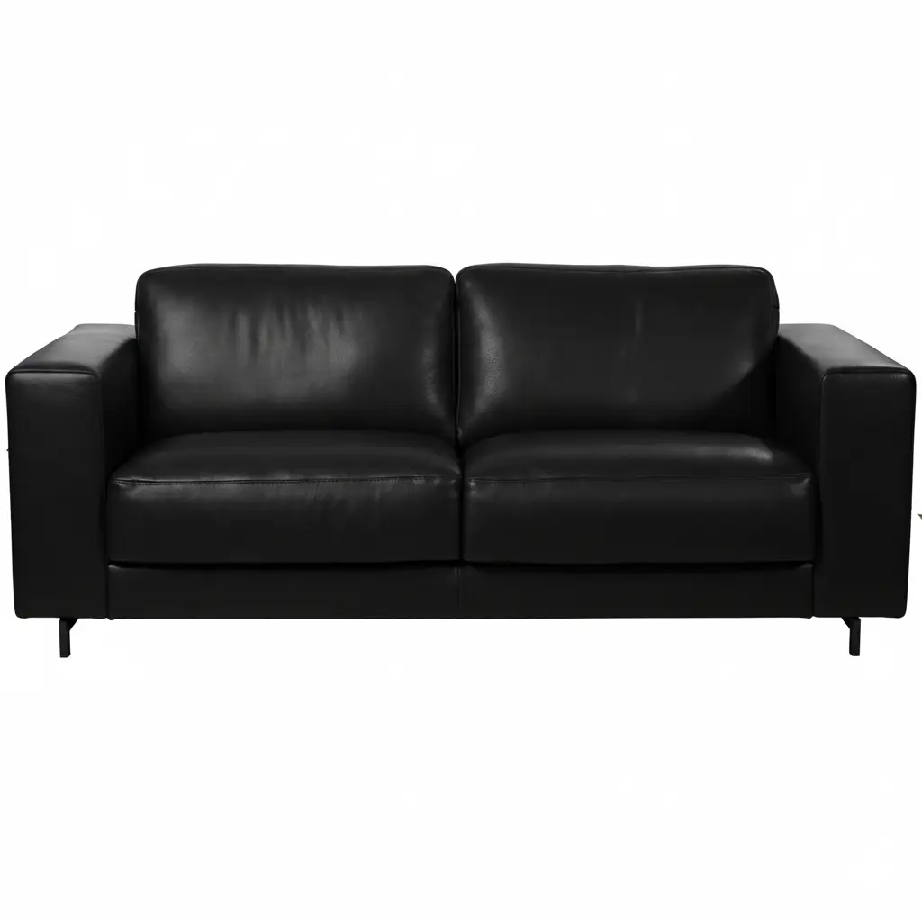 afbeelding van Leren bank Clear - 2,5 zits - Granada Black (zwart) - Poten staal zwart
