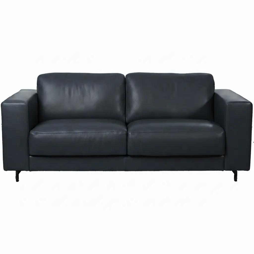 afbeelding van Leren bank Clear - 2,5 zits - Granada Blue (blauw) - Poten staal zwart