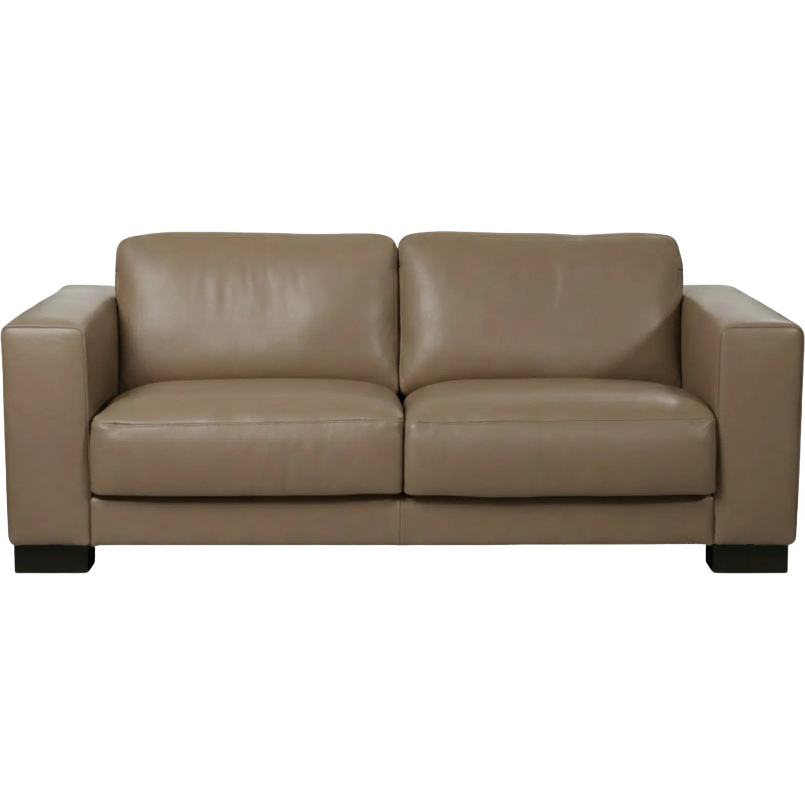 afbeelding van Leren bank Clear - 2,5 zits - Granada Taupe (taupe/bruin) - Poten hout zwart