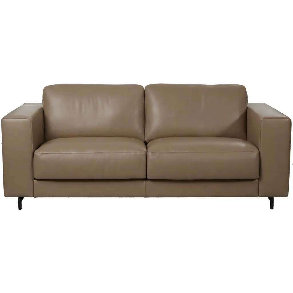 afbeelding van Leren bank Clear - 2,5 zits - Granada Taupe (taupe/bruin) - Poten staal zwart
