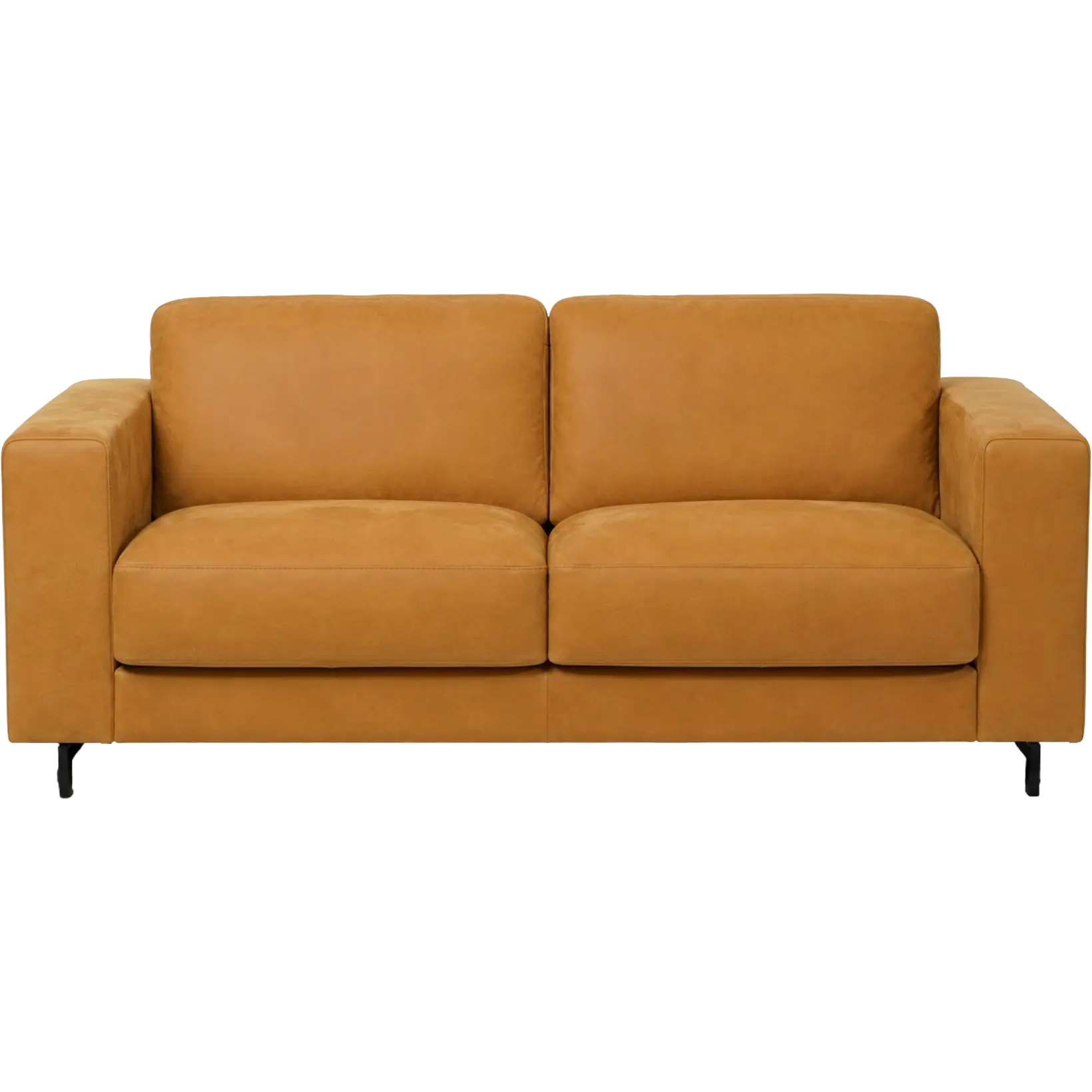 afbeelding van Leren bank Clear - 2,5 zits - Kenia Cognac (cognac) - Poten staal zwart