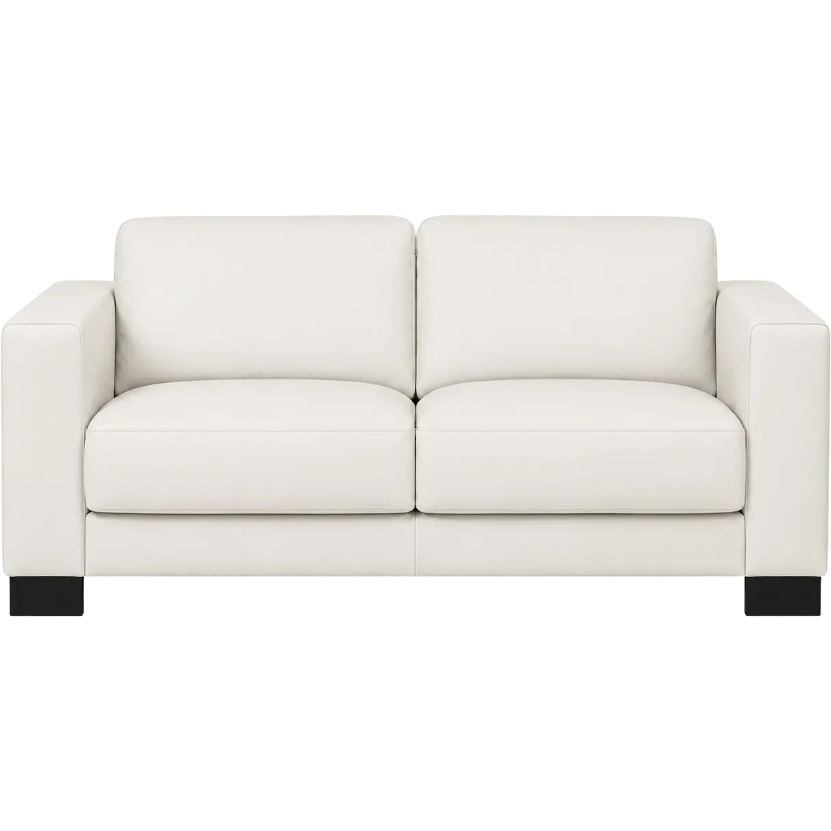 afbeelding van Leren bank Clear - 2,5 zits - Toledo Bianco (gebroken wit) - Poten hout zwart