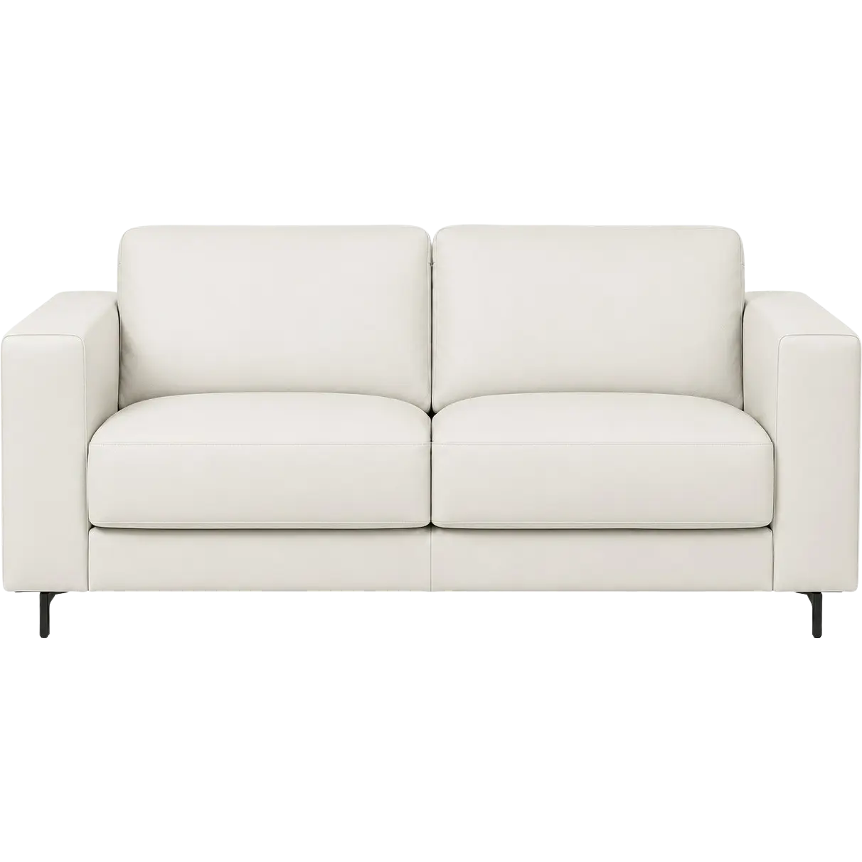 afbeelding van Leren bank Clear - 2,5 zits - Toledo Bianco (gebroken wit) - Poten staal zwart