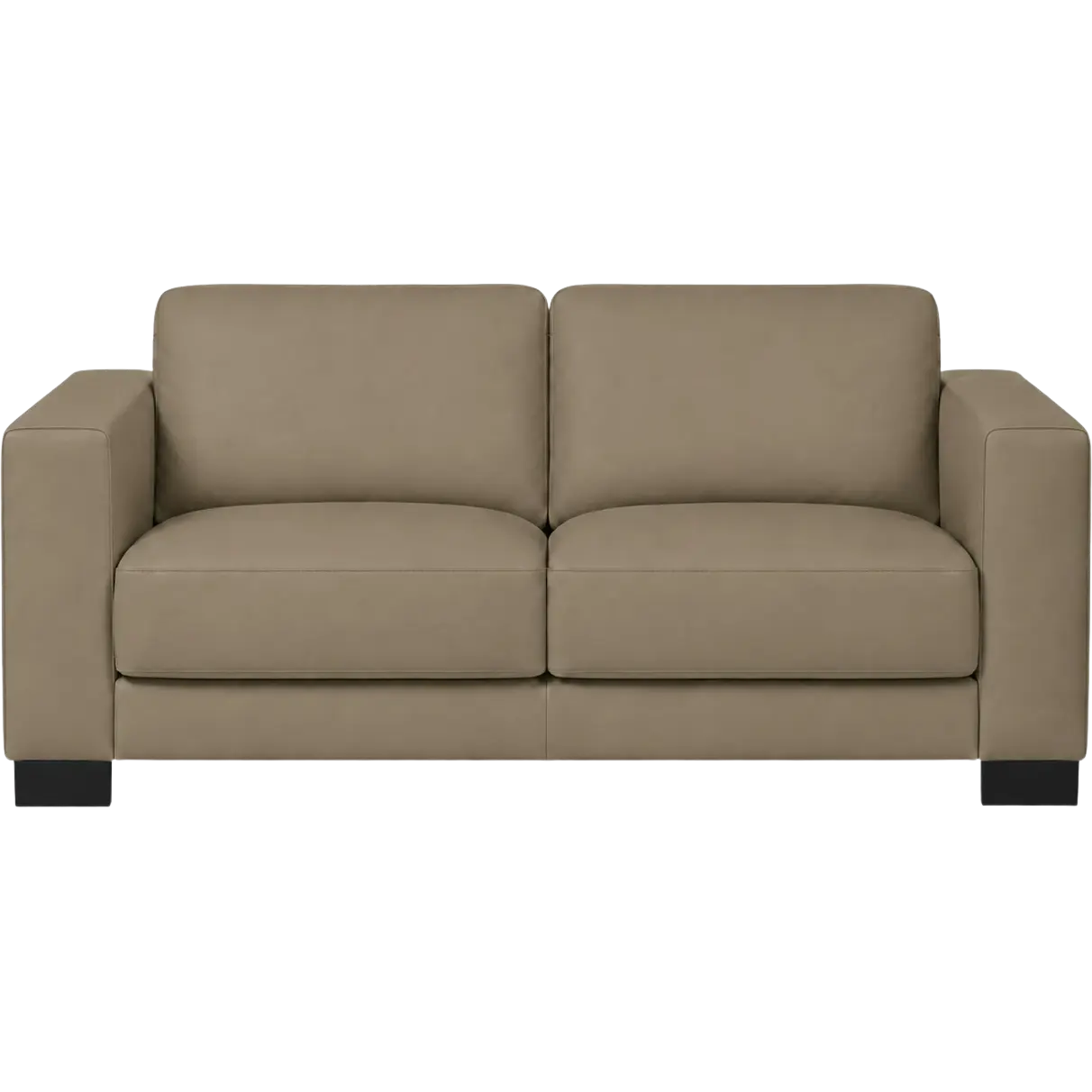 afbeelding van Leren bank Clear - 2,5 zits - Toledo Mocca (taupe/bruin) - Poten hout zwart