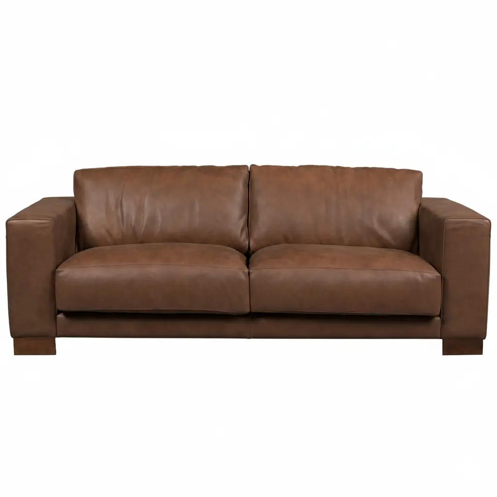 afbeelding van Leren bank Clear - 3 zits - Kenia Brown (bruin) - Poten hout bruin