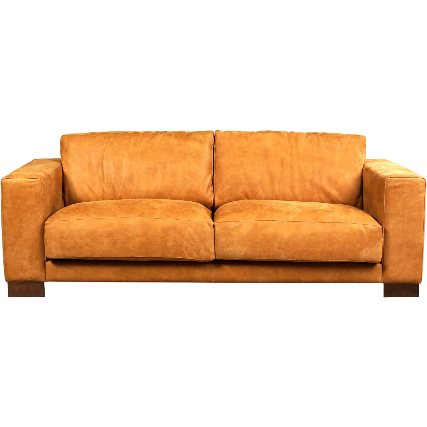 afbeelding van Leren bank Clear - 3 zits - Kenia Cognac (cognac) - Poten hout bruin