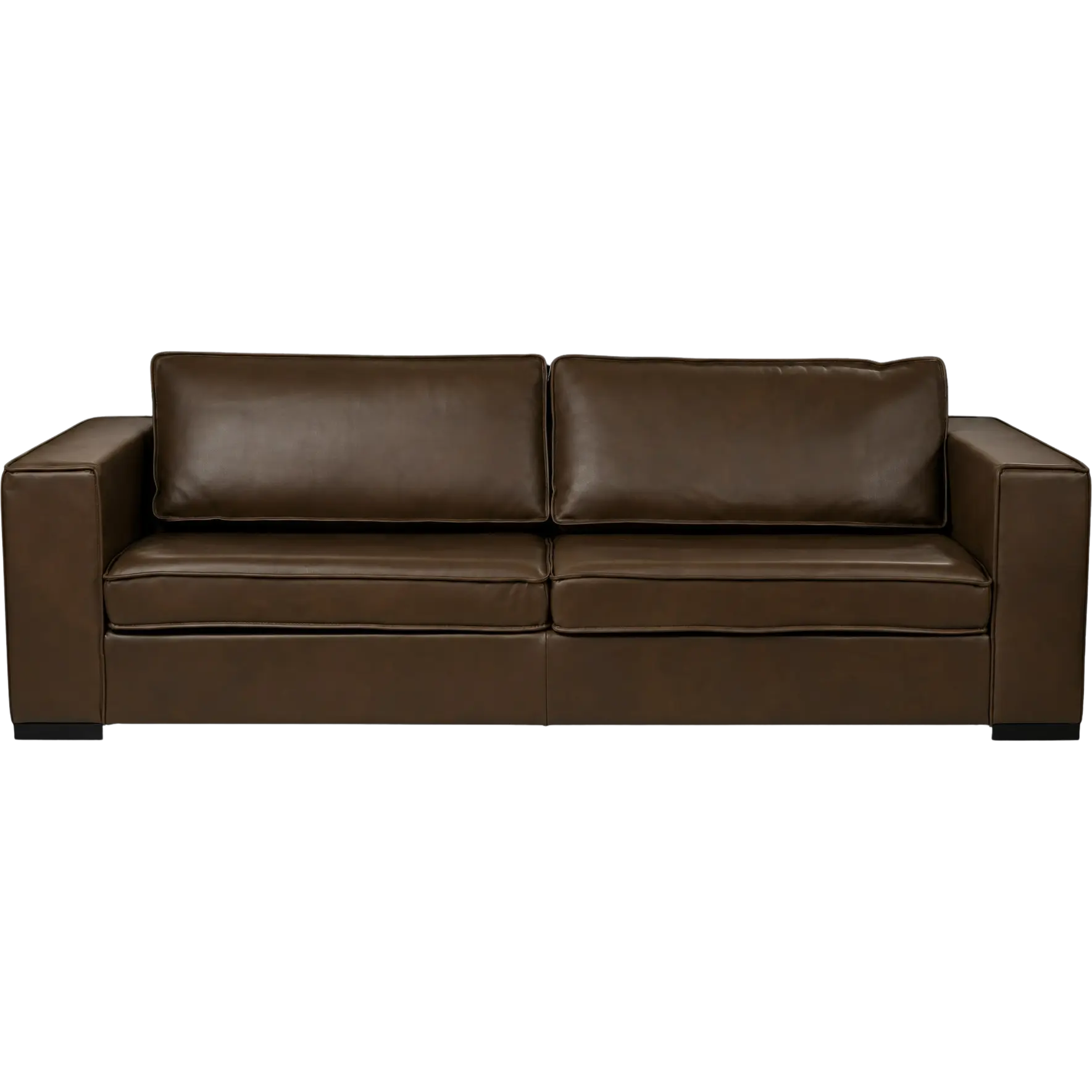 afbeelding van Leren bank Fine - 3,5 zits - Granada Chocolate (bruin) - Poten hout zwart