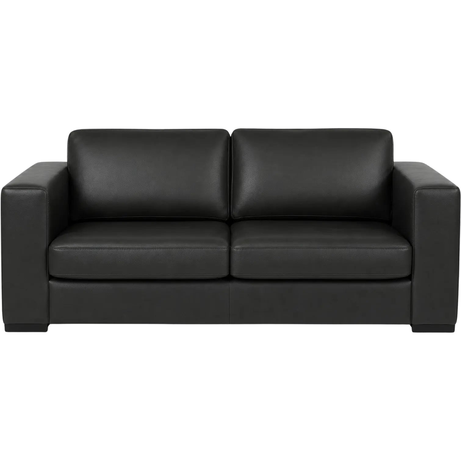 afbeelding van Leren bank Flow - 2,5 zits - Granada Black (zwart) - Poten hout zwart