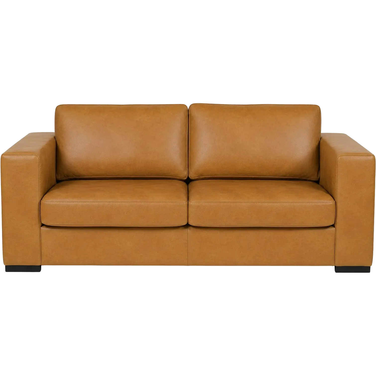 afbeelding van Leren bank Flow - 2,5 zits - Granada Sahara (cognac) - Poten hout zwart