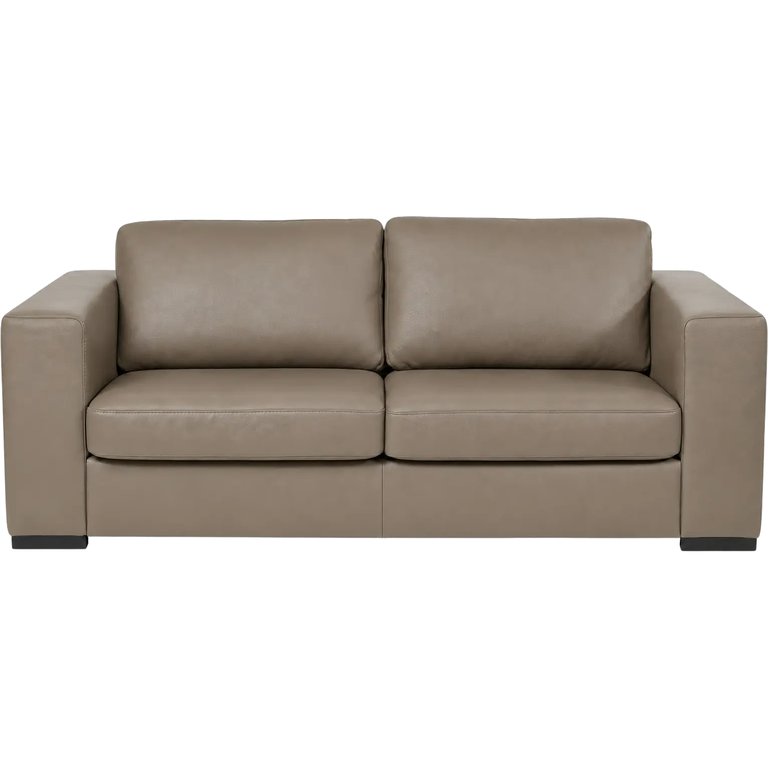 afbeelding van Leren bank Flow - 2,5 zits - Granada Taupe (taupe/bruin) - Poten hout zwart
