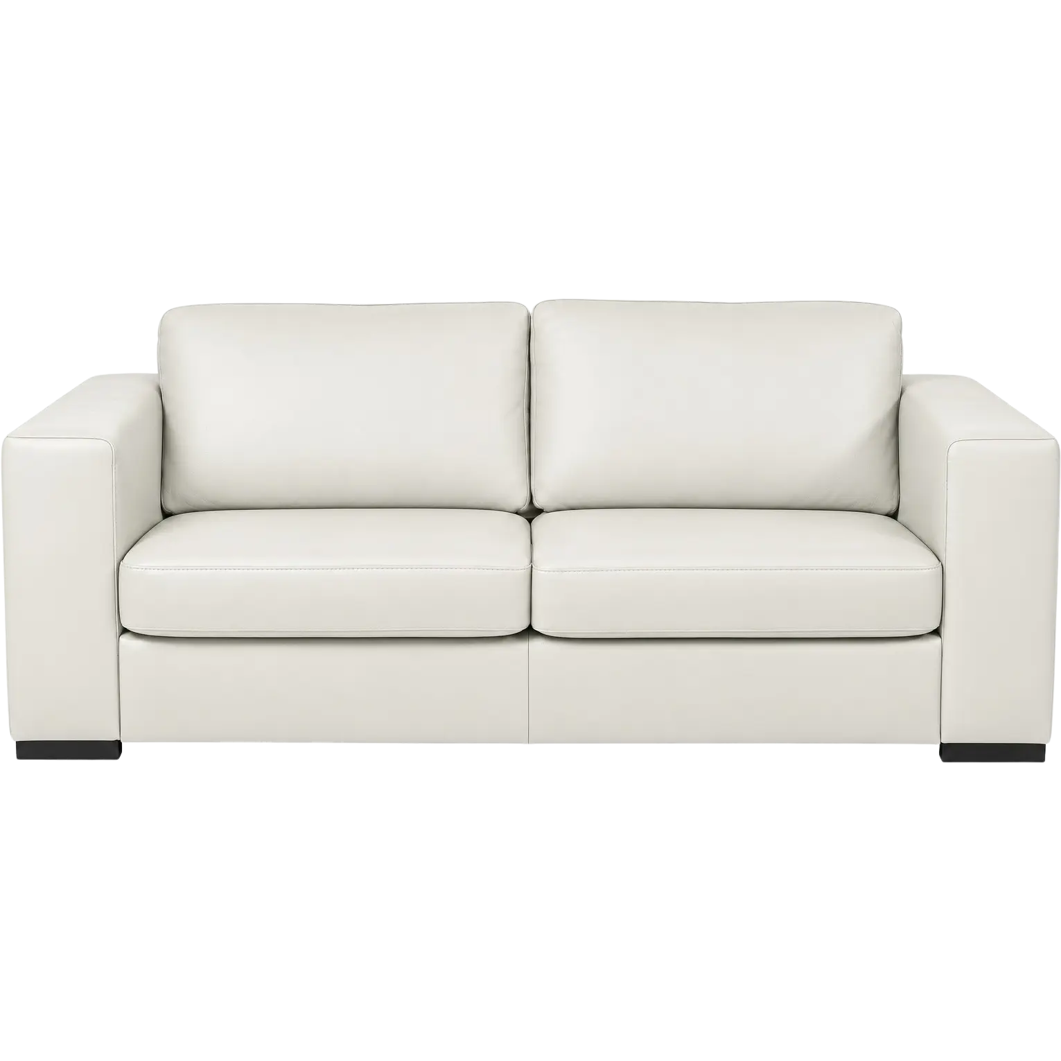 afbeelding van Leren bank Flow - 2,5 zits - Toledo Bianco (gebroken wit) - Poten hout zwart