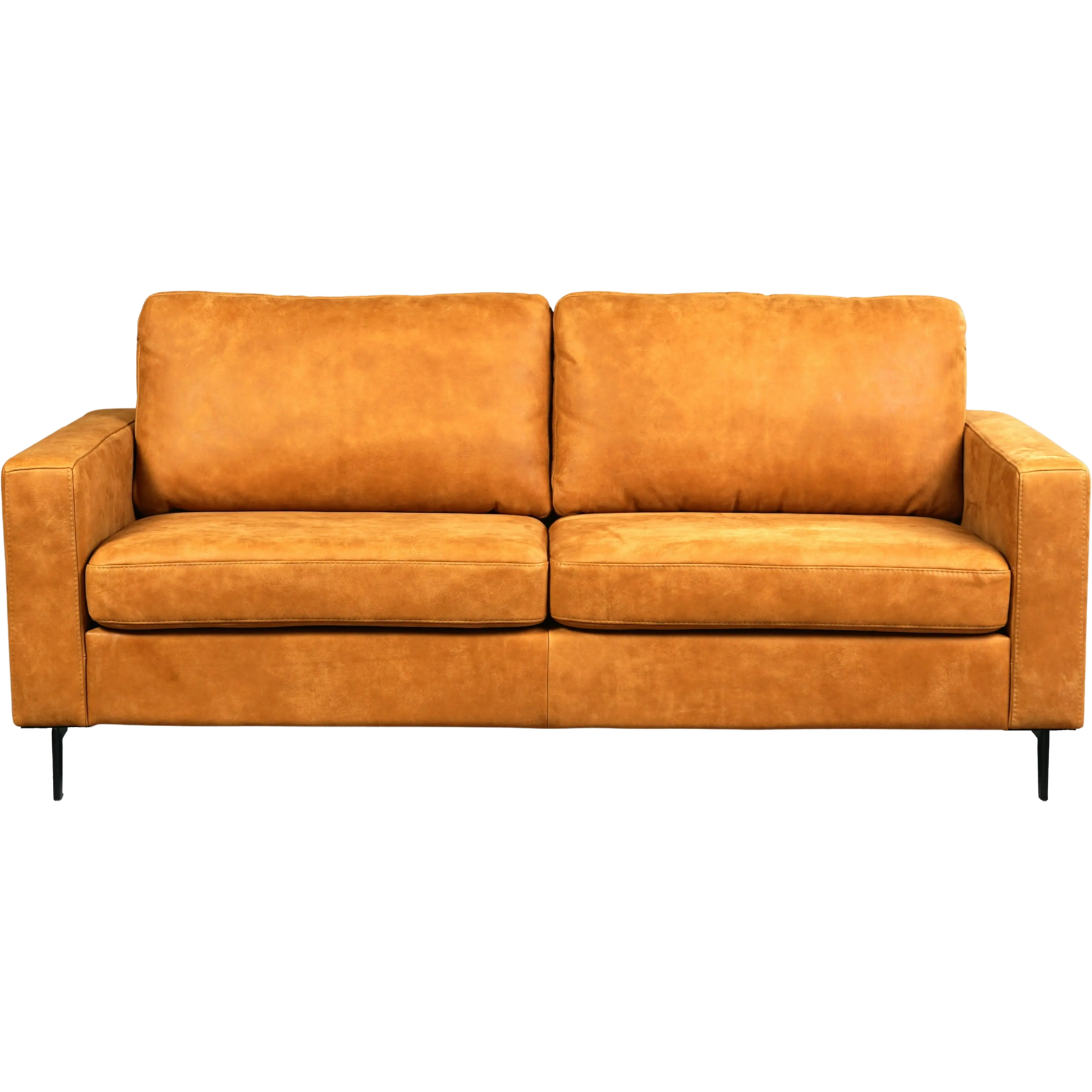 afbeelding van Leren bank Match - 3 zits - Kenia Cognac (cognac) - Poten staal zwart