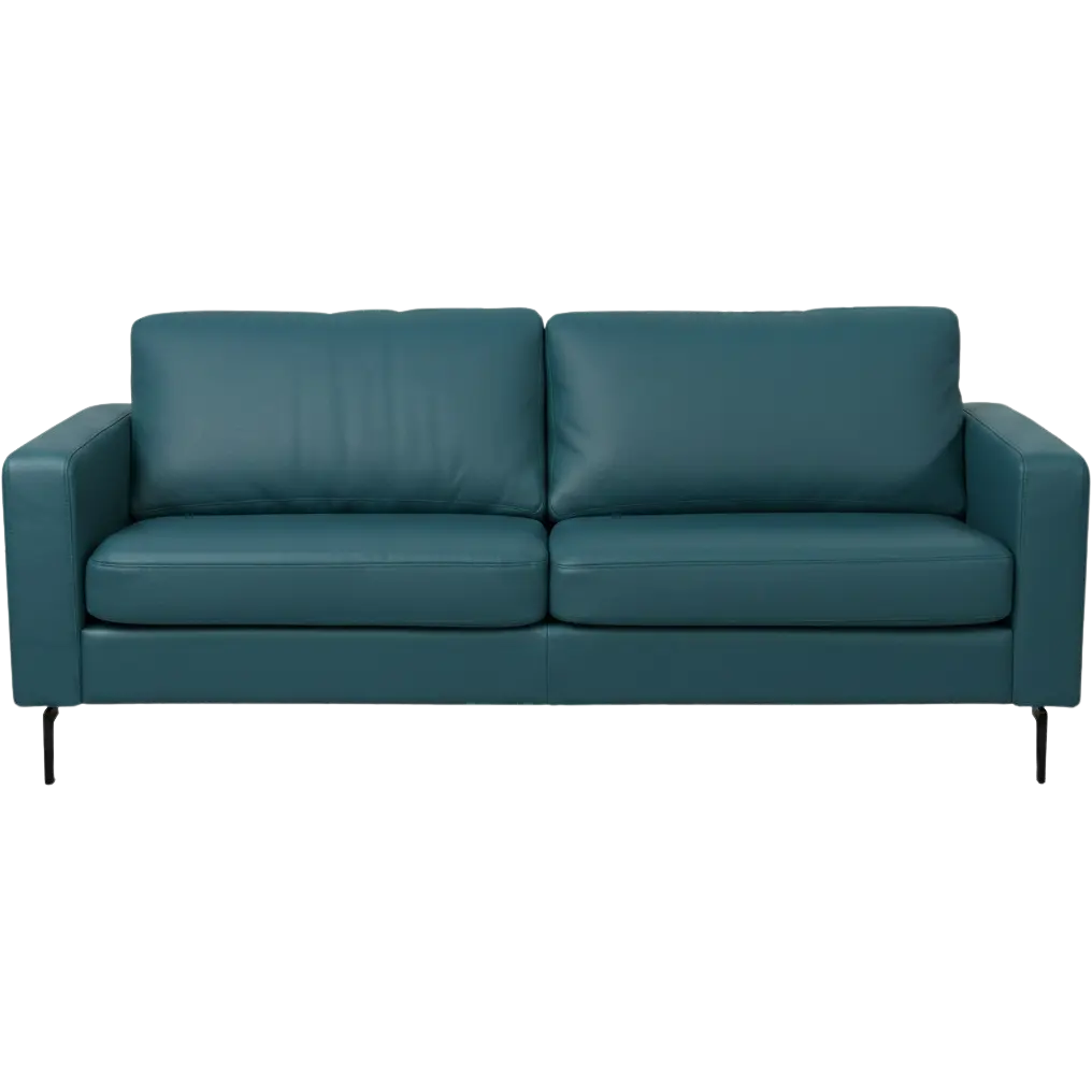 afbeelding van Leren bank Match - 3 zits - Toledo Turquoise (blauw) - Poten staal zwart