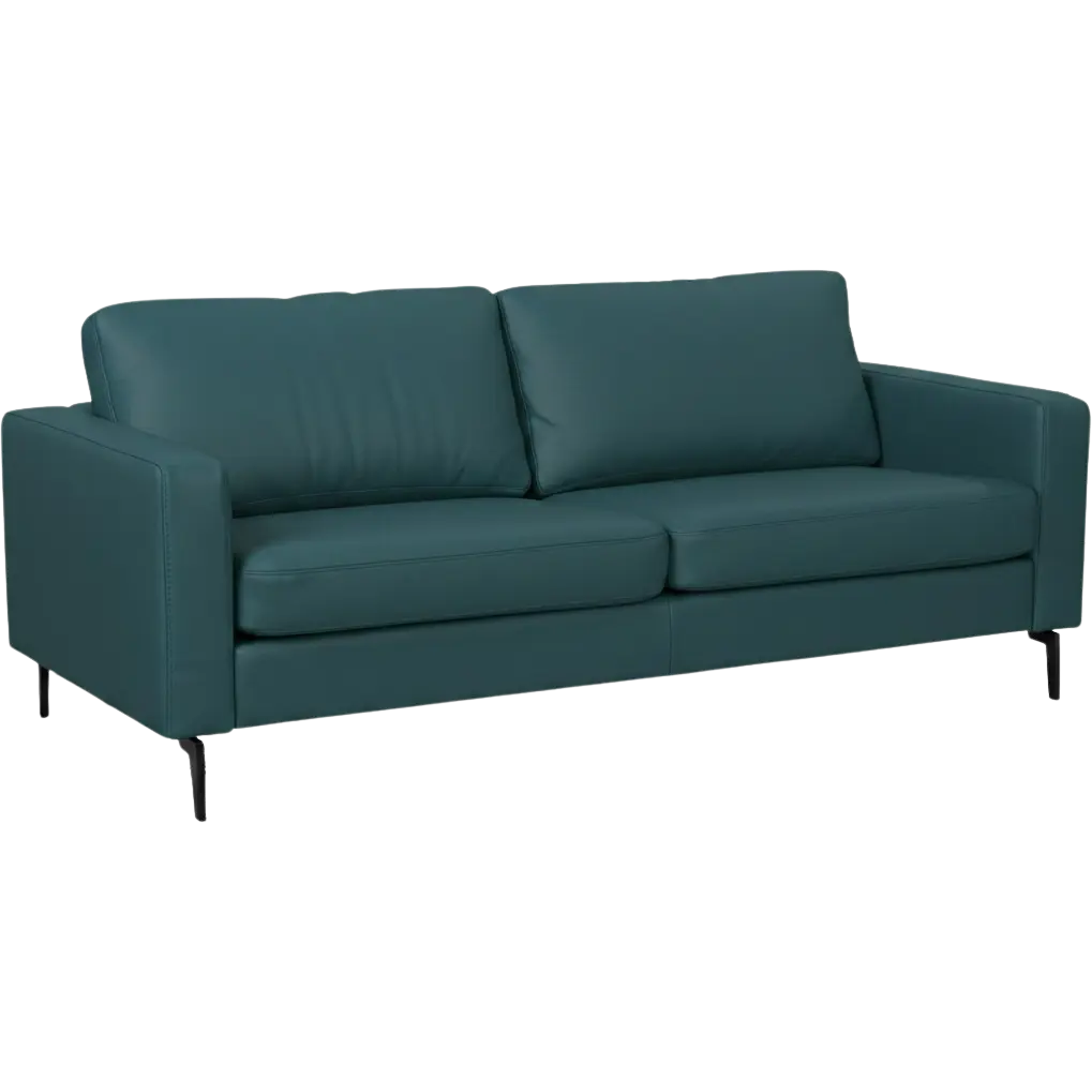afbeelding van Leren bank Match - 3 zits - Toledo Turquoise (blauw) - Poten staal zwart