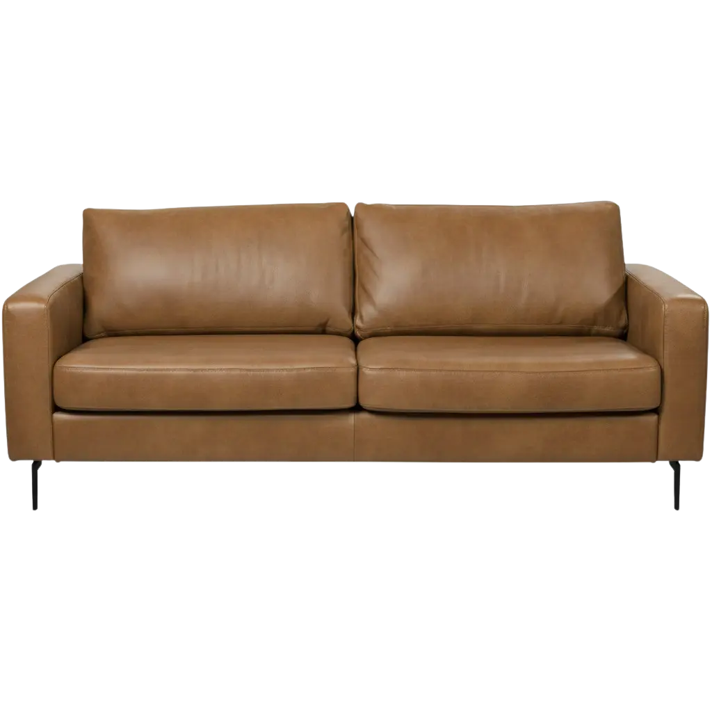 afbeelding van Leren bank Match - 3 zits - Granada Sahara (cognac) - Poten staal zwart