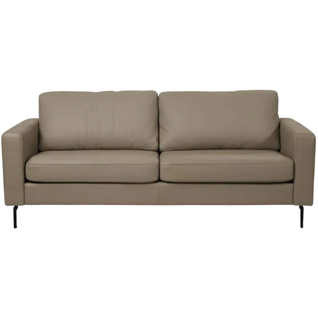 afbeelding van Leren bank Match - 2,5 zits - Hermes Mocca (taupe/bruin) - Poten staal zwart