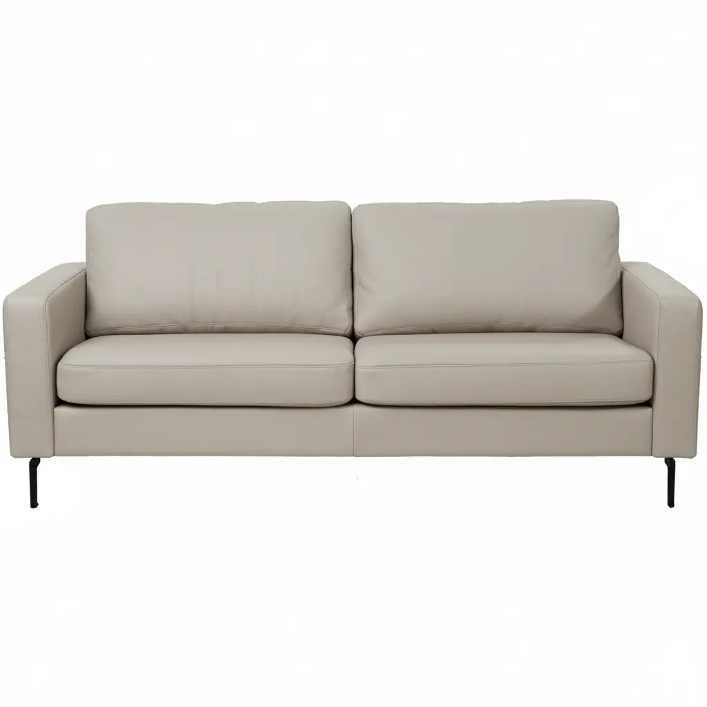 afbeelding van Leren bank Match - 2,5 zits - Toledo Misty (crème) - Poten staal zwart