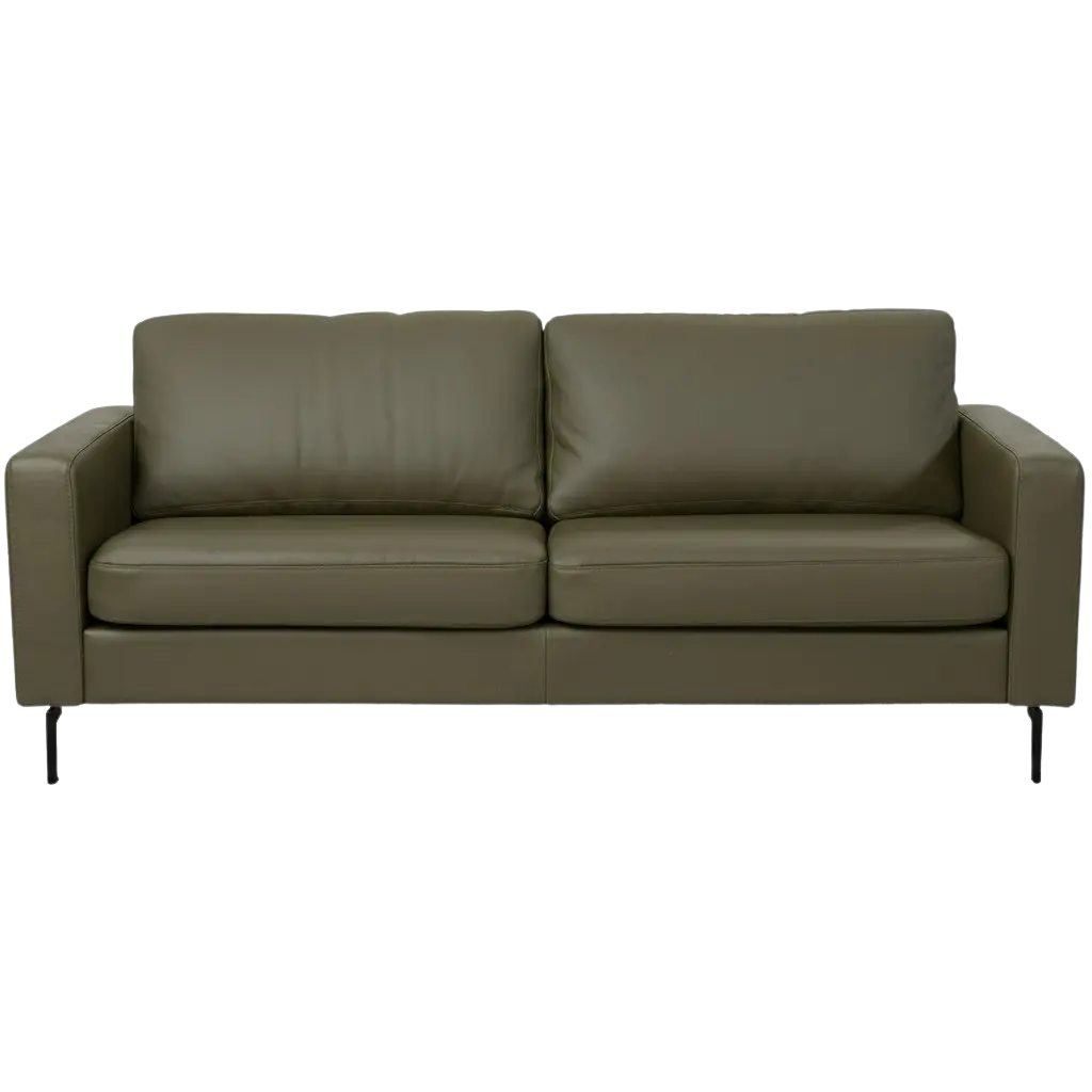 afbeelding van Leren bank Match - 2,5 zits - Toledo Olive (olijf/goen) - Poten staal zwart