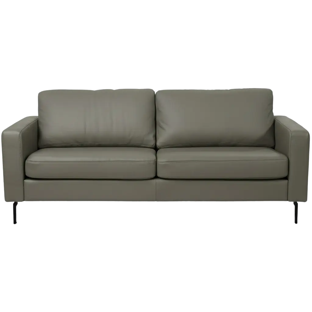 afbeelding van Leren bank Match - 2,5 zits - Toledo Smog (grijs) - Poten staal zwart