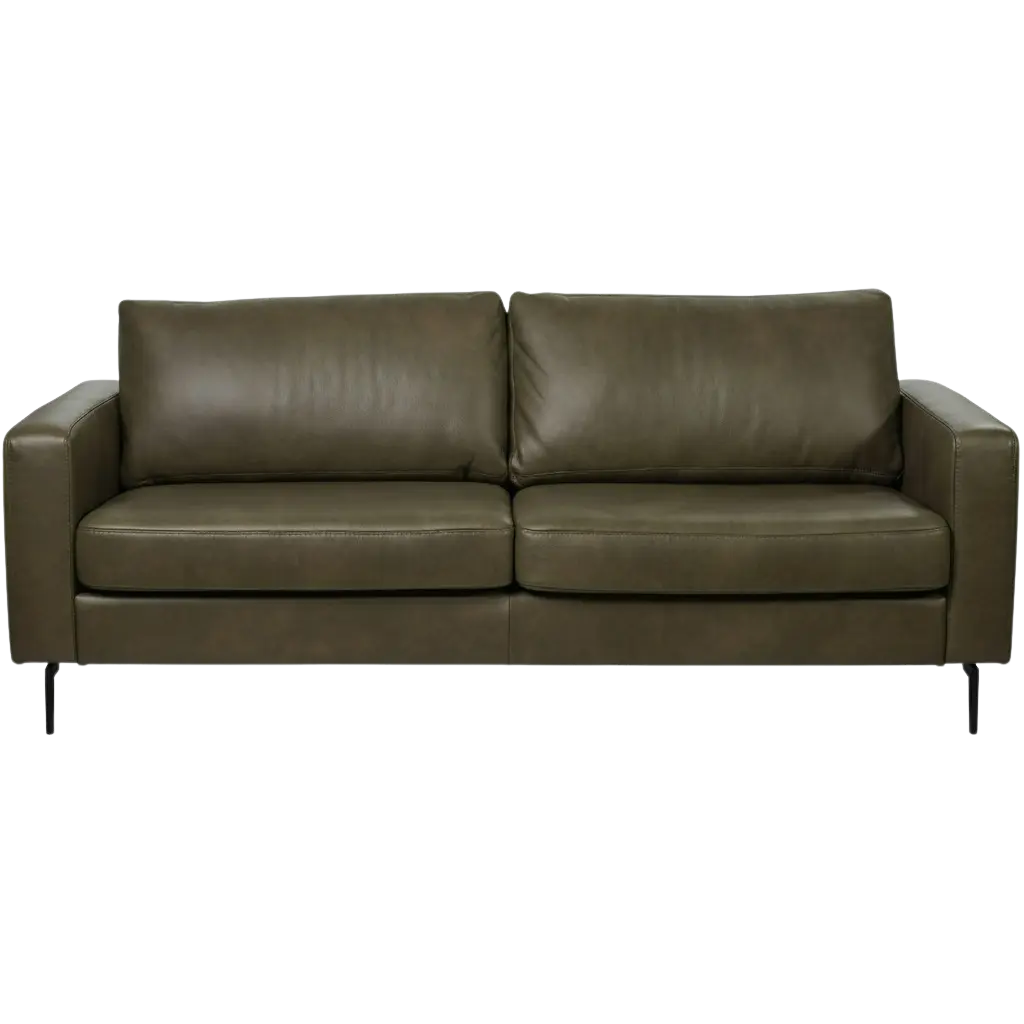 afbeelding van Leren bank Match - 3 zits - Granada Moss (olijf/groen) - Poten staal zwart