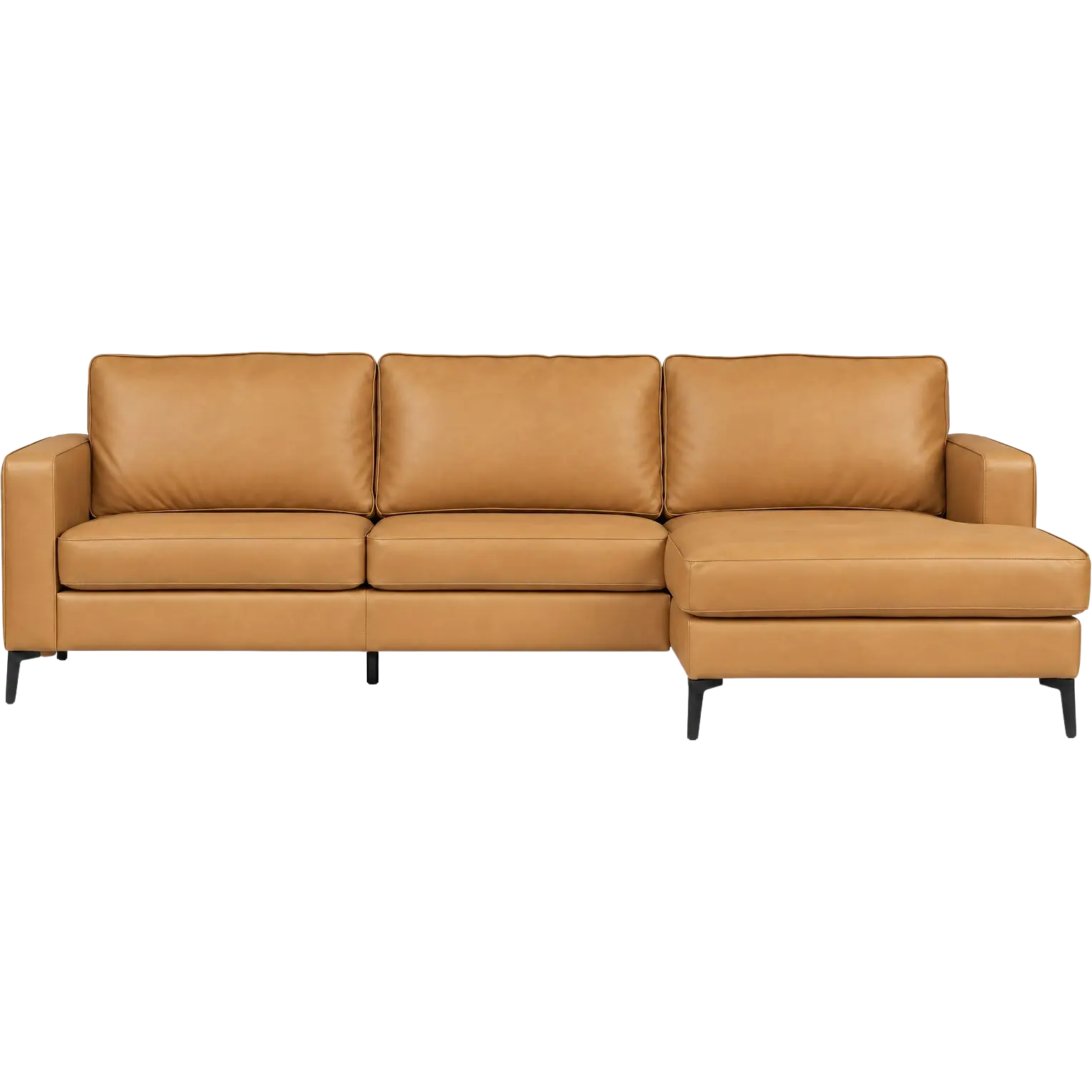 afbeelding van Leren hoekbank Match - 2.5-zits arm links + Longchair arm rechts - Granada Sahara (cognac) - Poten staal zwart