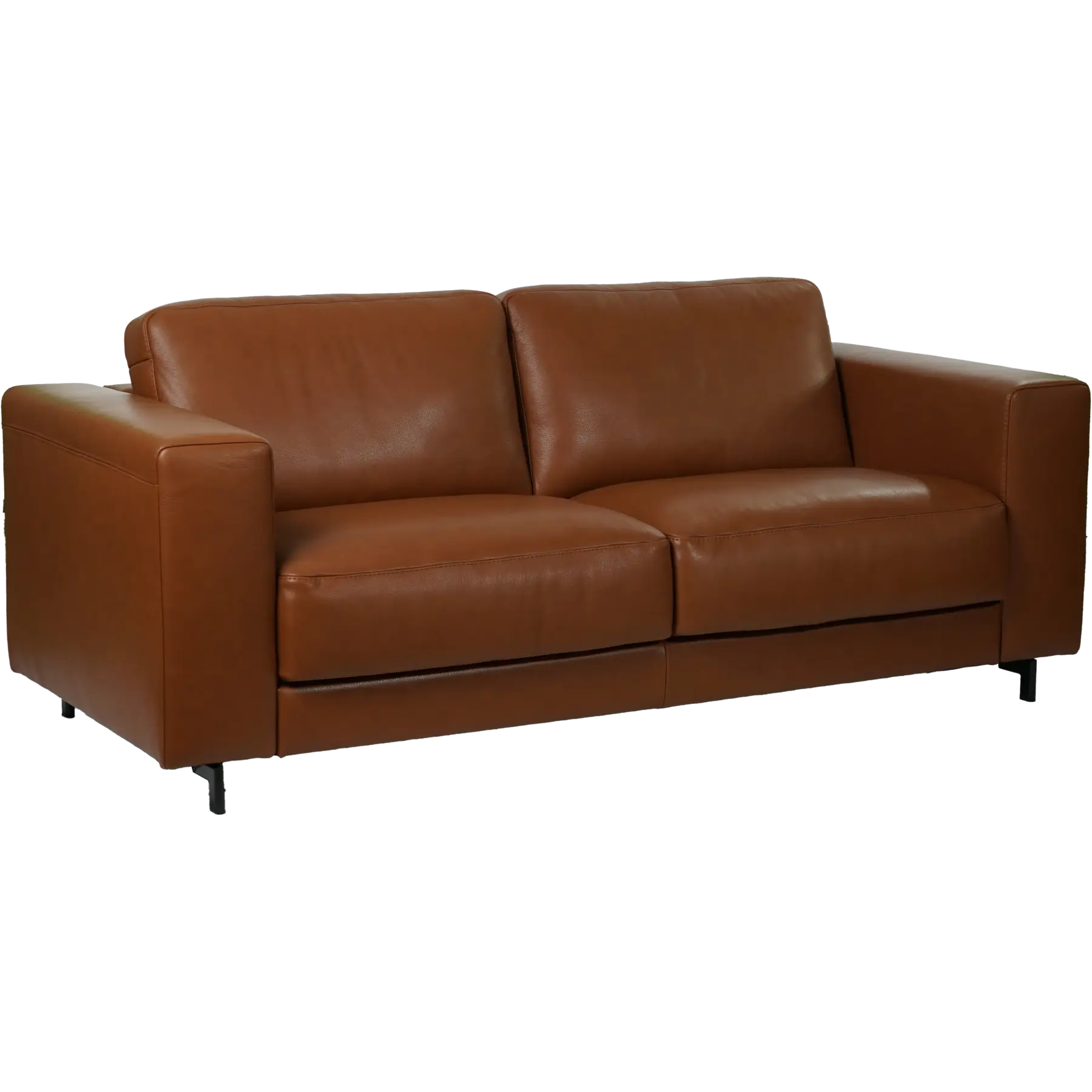 afbeelding van Leren bank Clear - 2,5 zits - Elegance Cognac (cognac) - Poten staal zwart