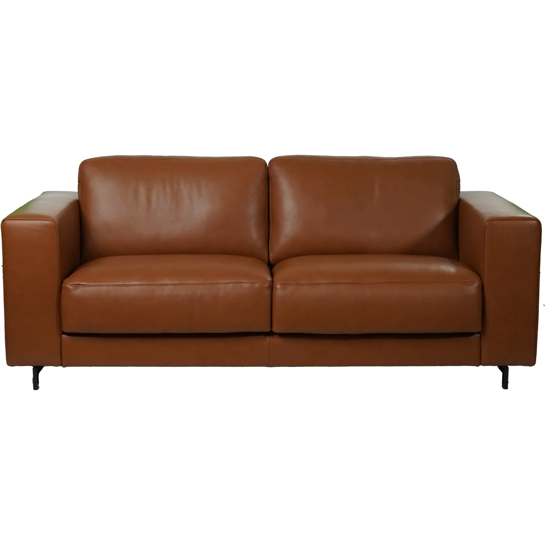 afbeelding van Leren bank Clear - 3 zits - Elegance Cognac (cognac) - Poten staal zwart
