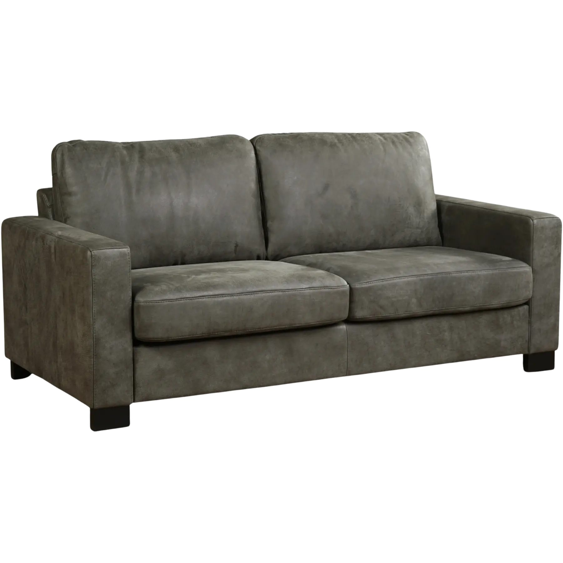 afbeelding van Leren bank Energy - 2,5 zits - Kenia Antracite (grijs) - Poten hout bruin