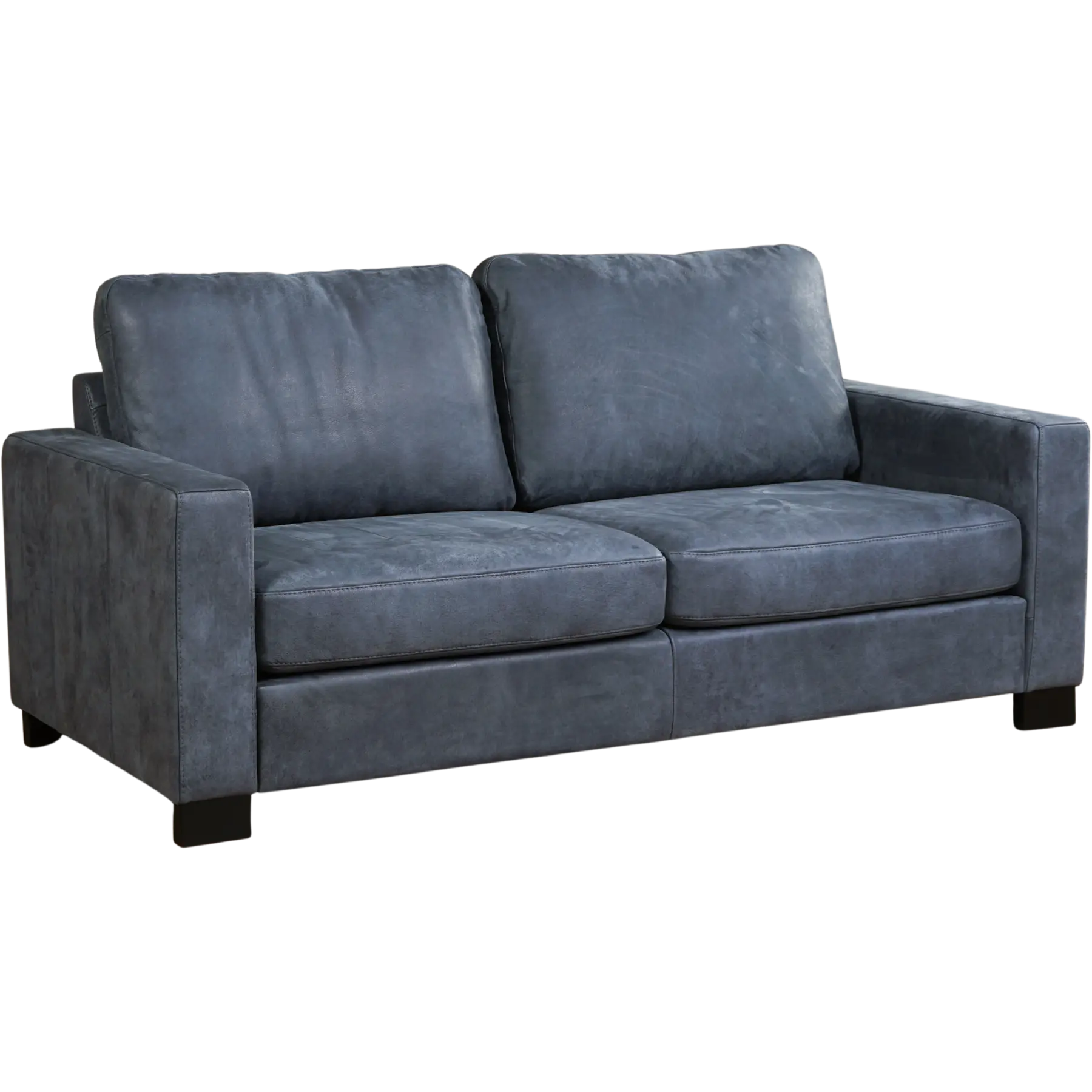 afbeelding van Leren bank Energy - 2,5 zits - Kenia Denim (blauw) - Poten hout bruin