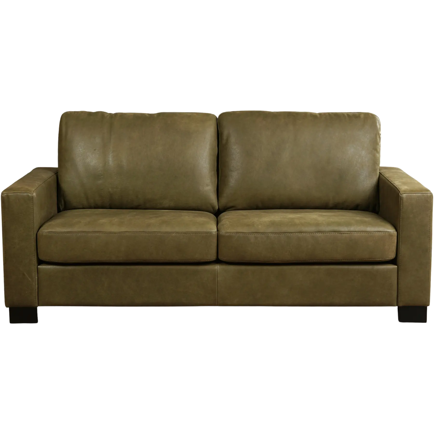 afbeelding van Leren bank Energy - 2,5 zits - Kenia Olive (olijf) - Poten hout bruin