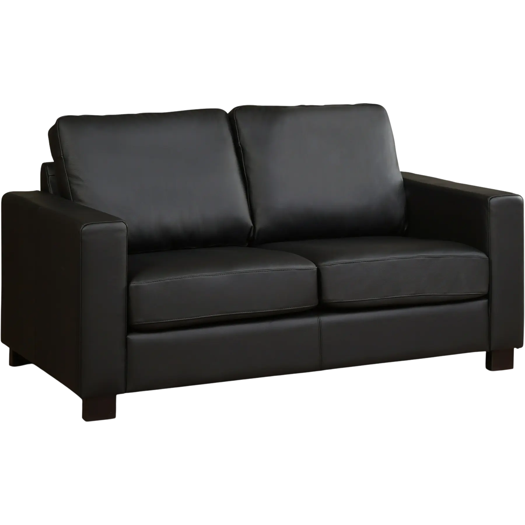 afbeelding van Leren bank Energy - 2 zits - Hermes Nero (zwart) - Poten hout bruin