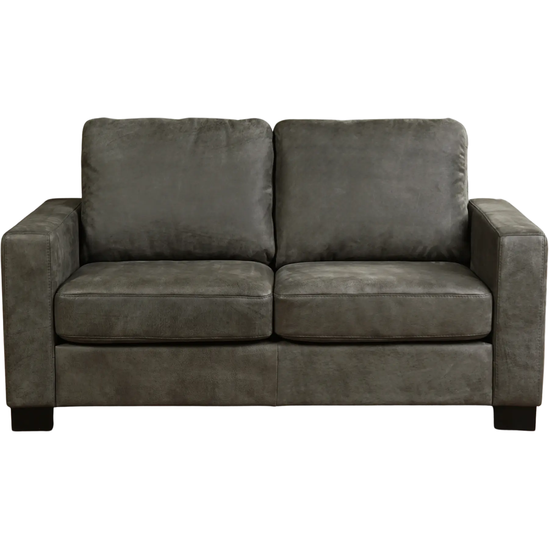 afbeelding van Leren bank Energy - 2 zits - Kenia Antracite (grijs) - Poten hout bruin