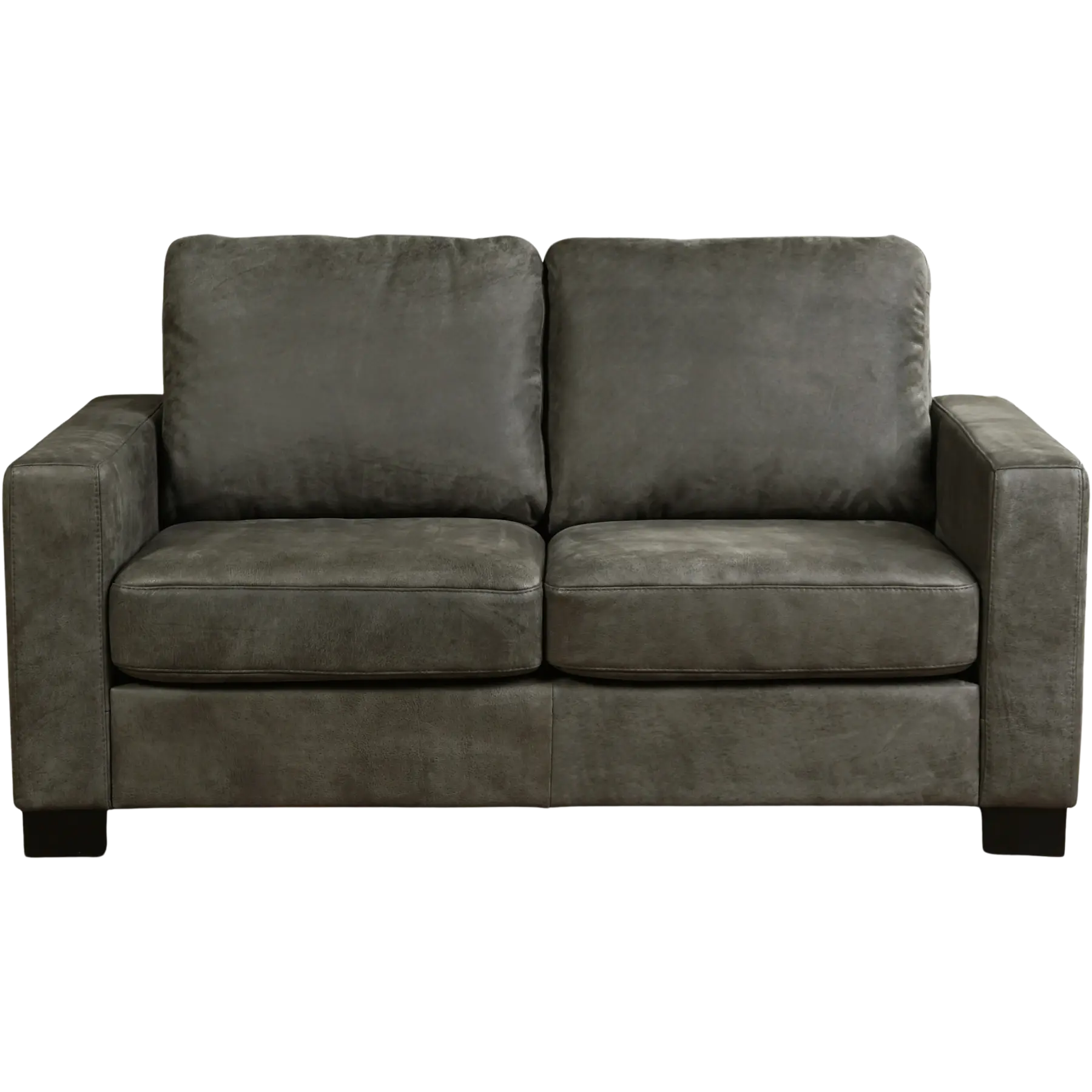 afbeelding van Leren bank Energy - 2 zits - Kenia Antracite (grijs) - Poten hout zwart