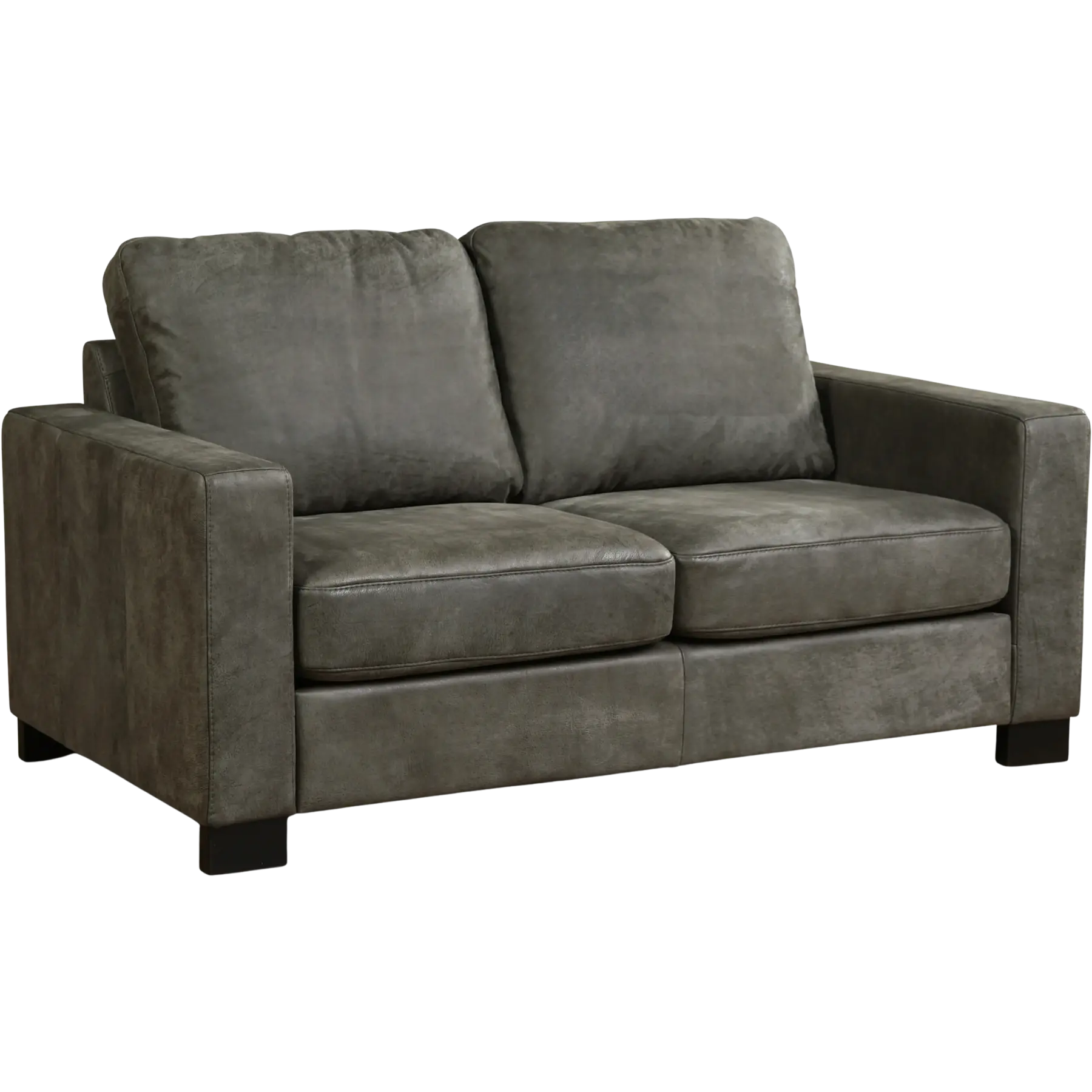 afbeelding van Leren bank Energy - 2 zits - Kenia Antracite (grijs) - Poten hout zwart