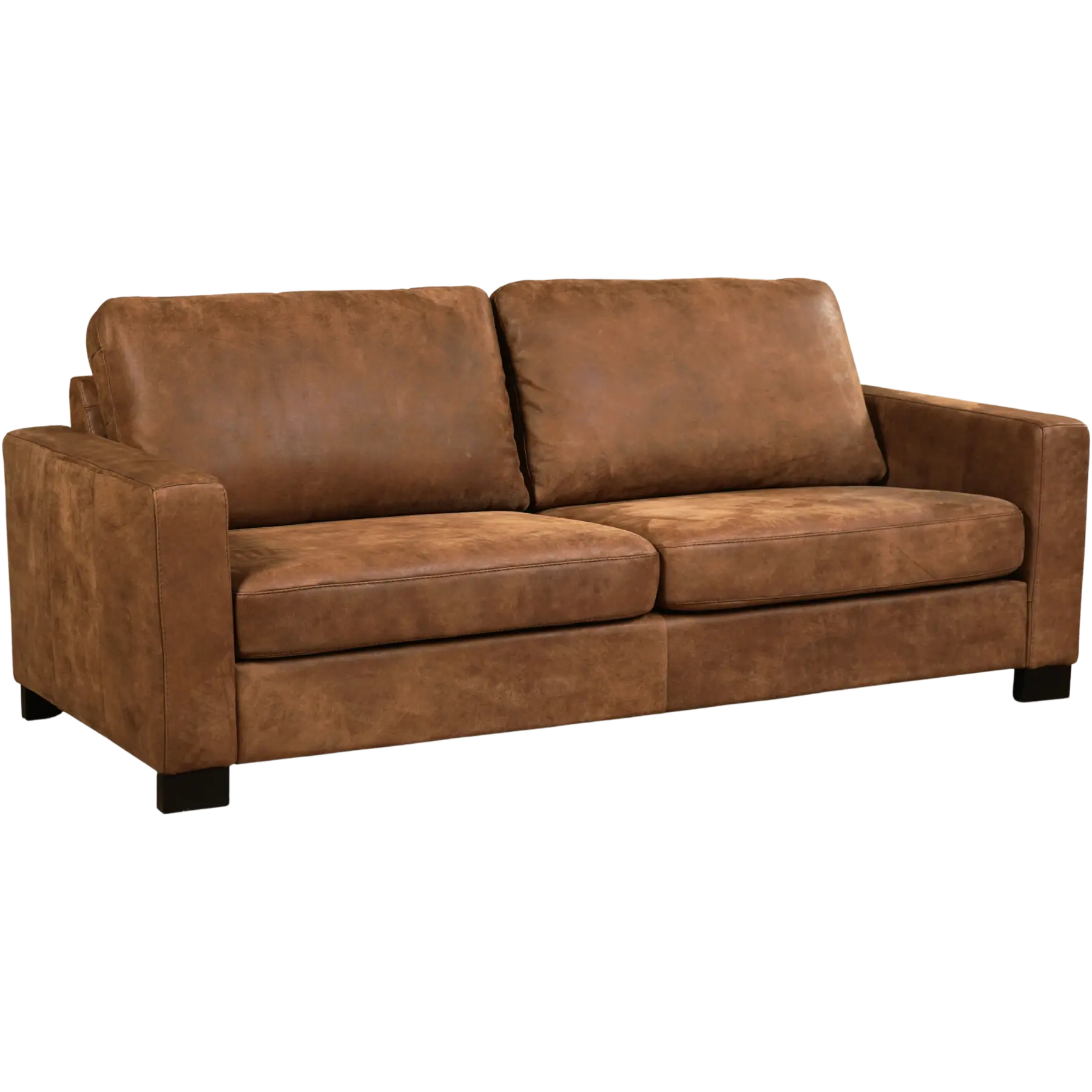 afbeelding van Leren bank Energy - 3 zits - Kenia Brown (bruin) - Poten hout bruin