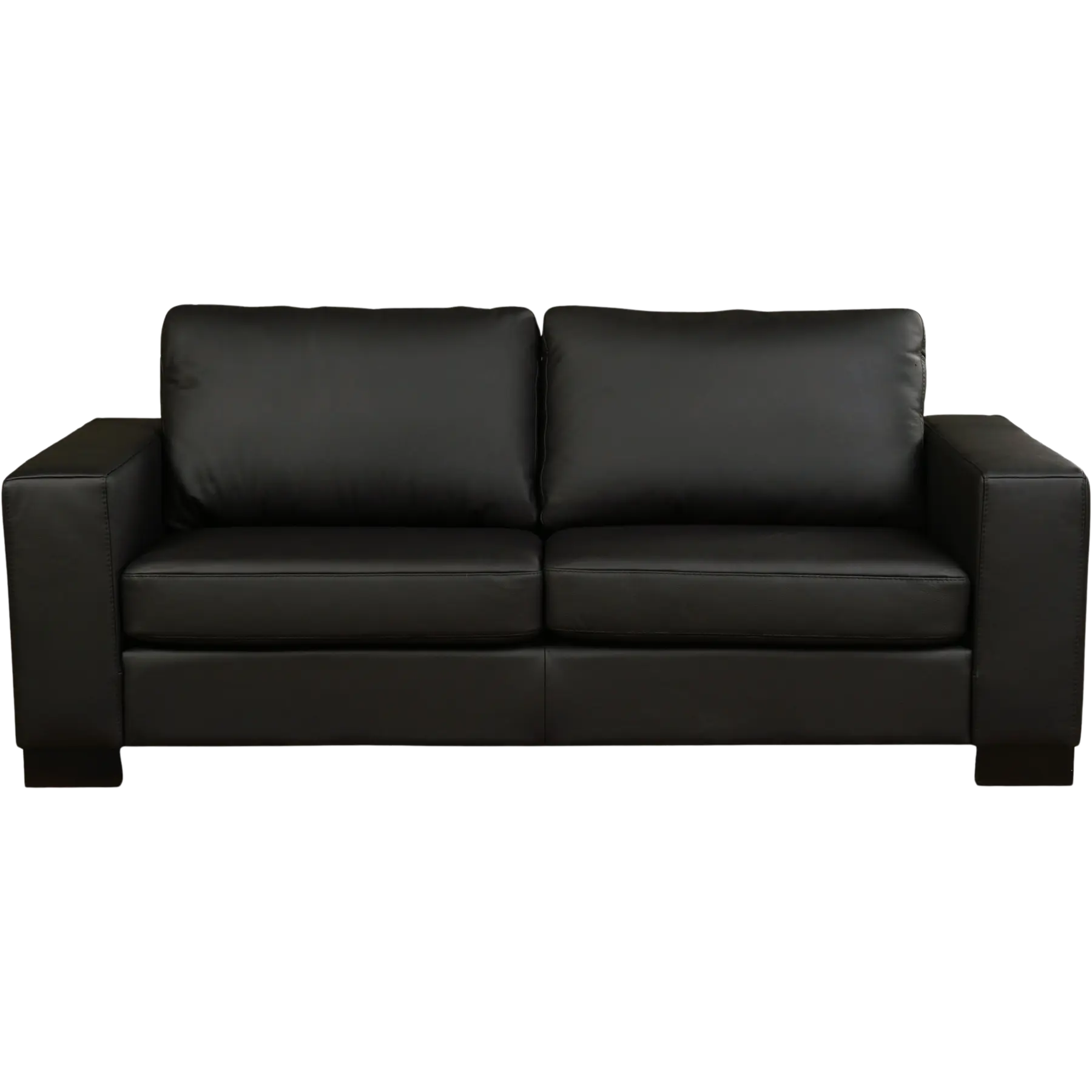 afbeelding van Leren bank Enjoy - 2,5 zits - Hermes Nero (zwart) - Poten hout zwart