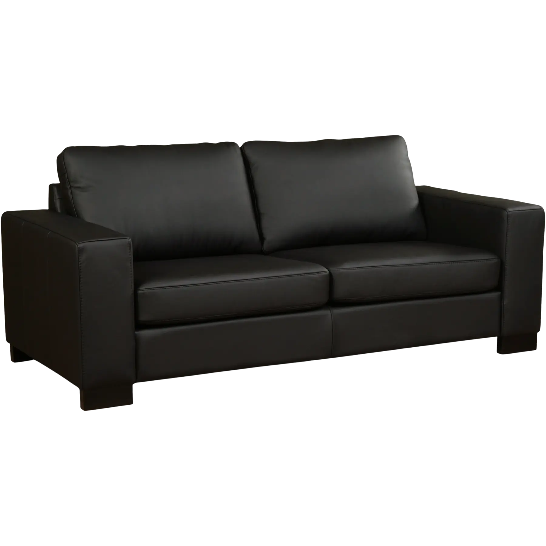 afbeelding van Leren bank Enjoy - 2,5 zits - Hermes Nero (zwart) - Poten hout zwart