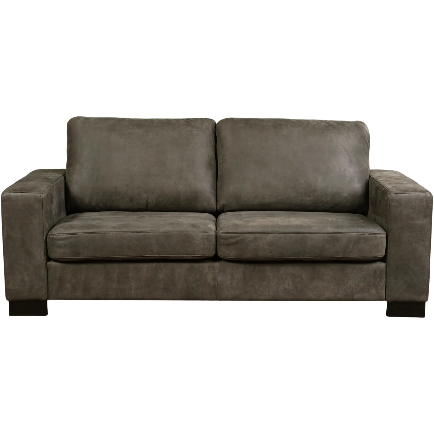 afbeelding van Leren bank Enjoy - 2,5 zits - Kenia Antracite (grijs) - Poten hout bruin