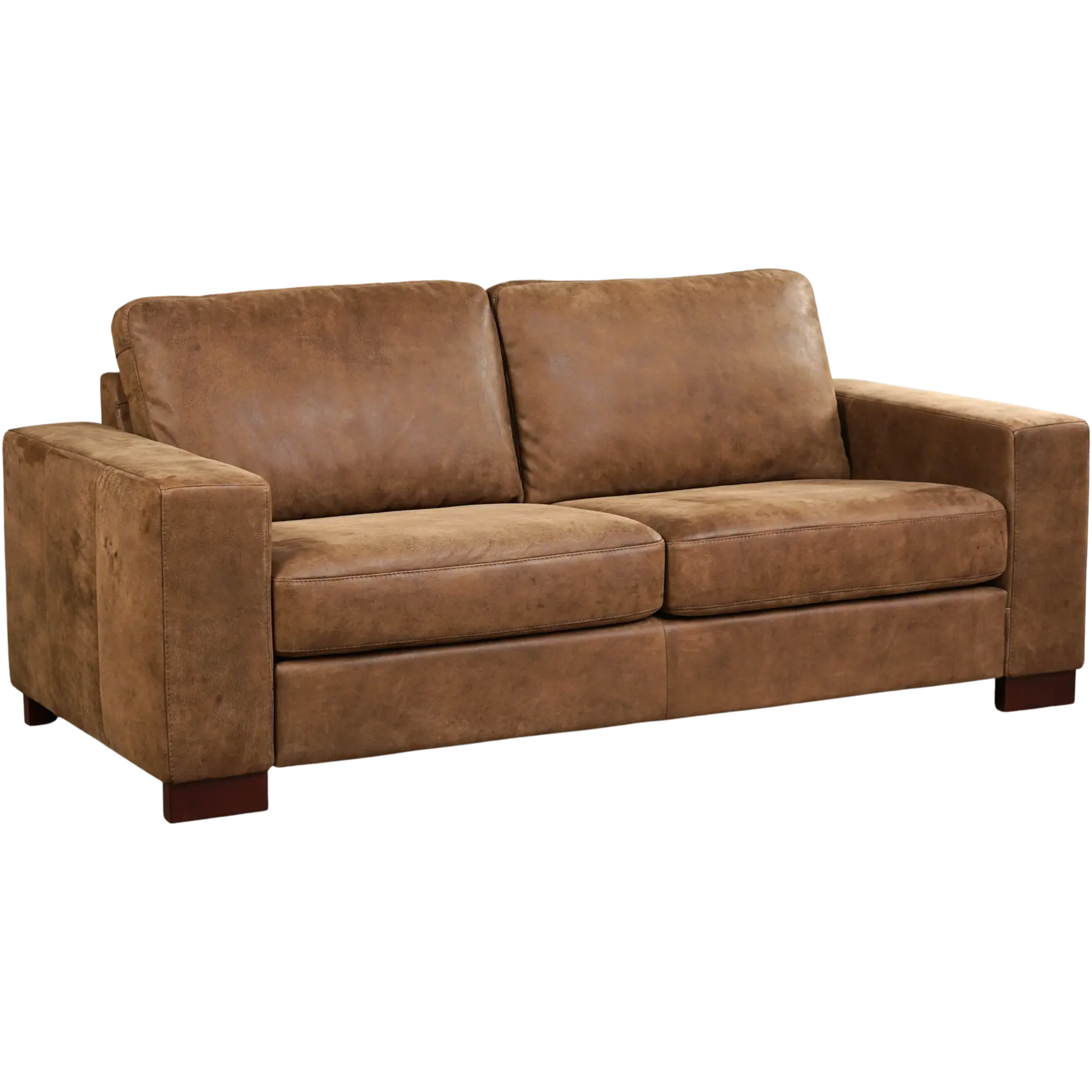 afbeelding van Leren bank Enjoy - 2,5 zits - Kenia Brown (bruin) - Poten hout bruin