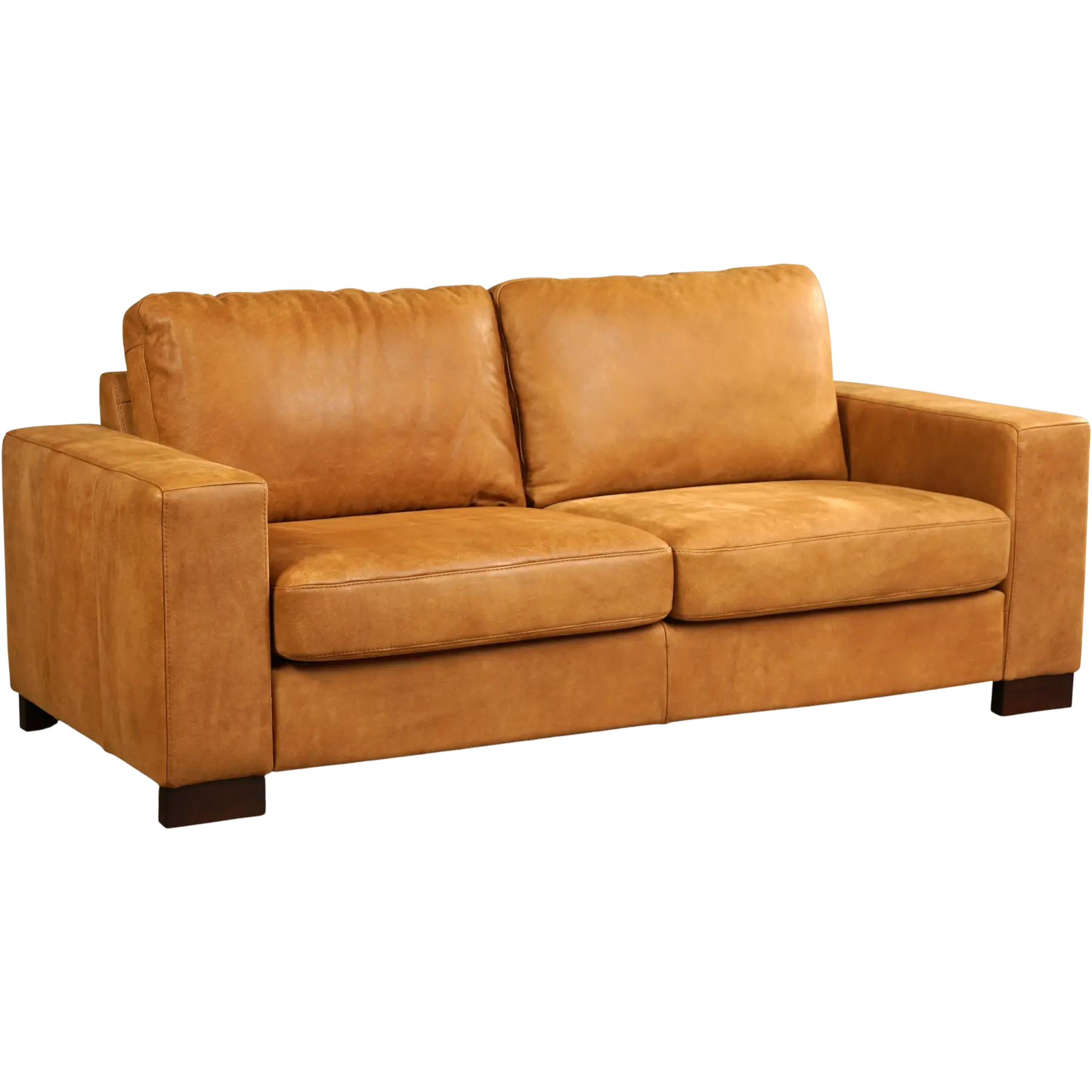 afbeelding van Leren bank Enjoy - 2,5 zits - Kenia Cognac (cognac) - Poten hout zwart