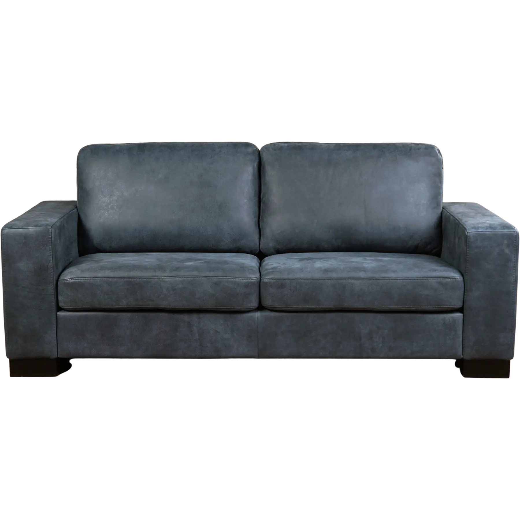 afbeelding van Leren bank Enjoy - 2,5 zits - Kenia Denim (blauw) - Poten hout bruin