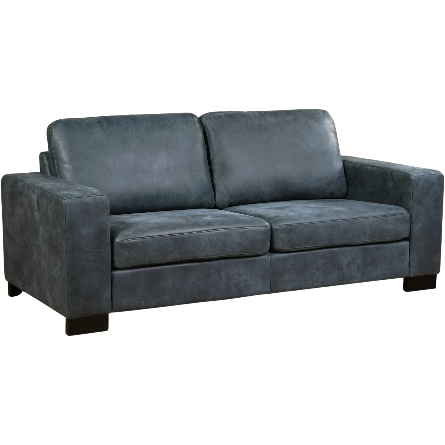 afbeelding van Leren bank Enjoy - 2,5 zits - Kenia Denim (blauw) - Poten hout zwart